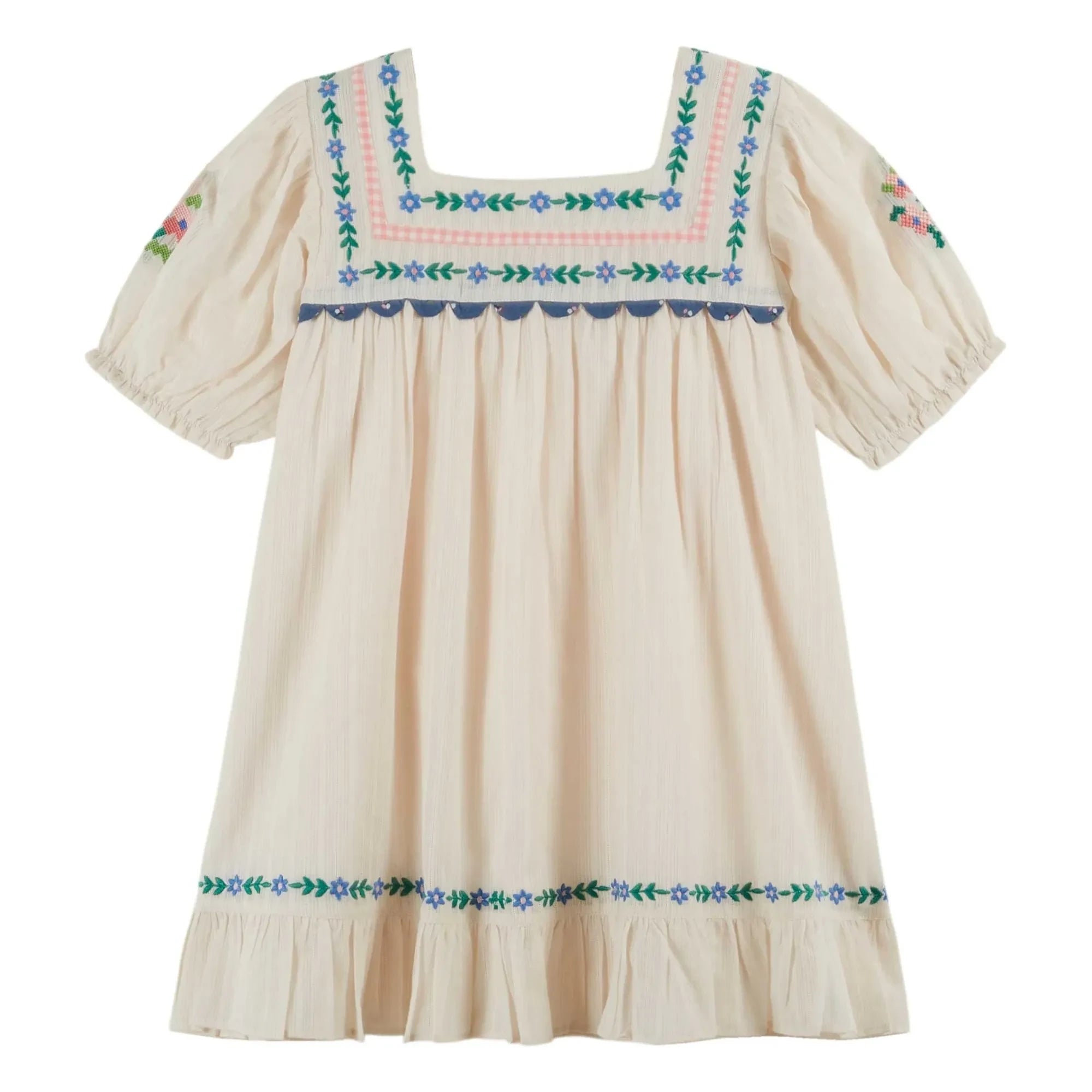 Emile et Ida – Besticktes Rüschenkleid | Creme