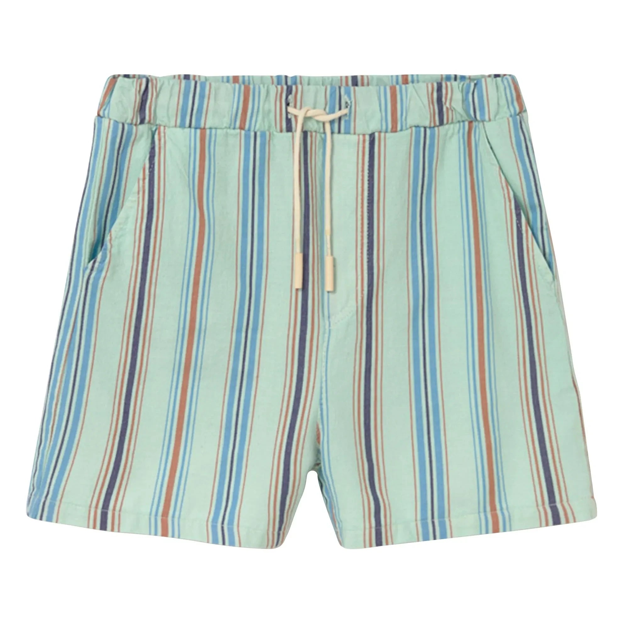 Cozmo - Zion Gestreifte Bio-Baumwoll-Bermuda-Shorts | Aqua
