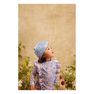 Louise Misha - Abina Floral Pattern Bath Towel Made from Recycled Fibers | Blue