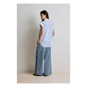 Hod - Florence Baumwoll-Streifenbluse | Blau