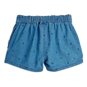 Mini Rodini - Organik Pamuklu Puantiyeli Denim Şort | Mavi