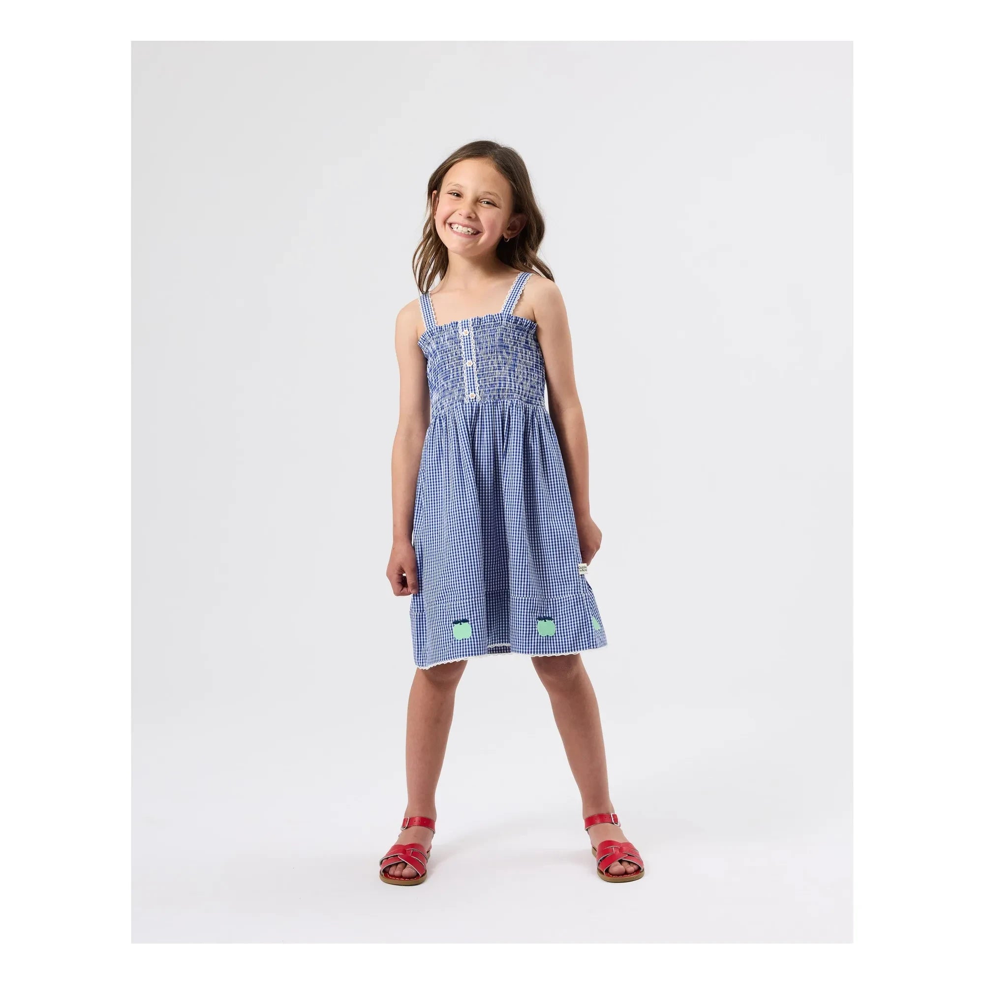 Goldie + Ace - Gingham Gerafftes Kleid | Blau