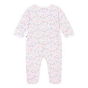 Petit Bateau - Floral Fleece Sleep Suit | White