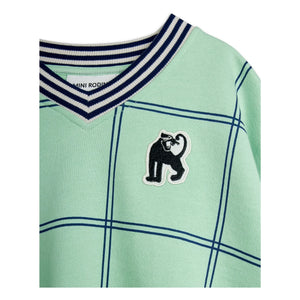 Mini Rodini - Coron Organik Kareli Sweatshirt | Yeşil