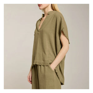 Maison Saint Julien - Porto Vecchio Blouse Made from Cotton Gauze | Khaki