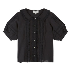 Emile et Ida - Vintage Dantel Pamuk Bluz | Siyah