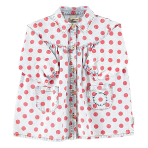 Piupiuchick - Pois Denim Elbise | Açık Mavi