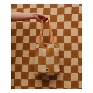 Doing Goods - Checkmate atışlı ve pamuk tote çanta | Hardal