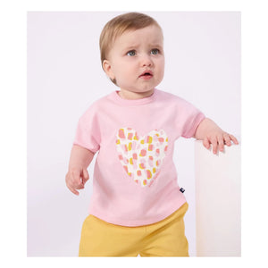 Petit Bateau – Baby T-Shirt mit Herzen aus Bio-Baumwolle | Rosa