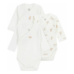 Petit Bateau – Body-Set „Teddy“ aus Bio-Baumwolle, 3er-Pack | Weiß