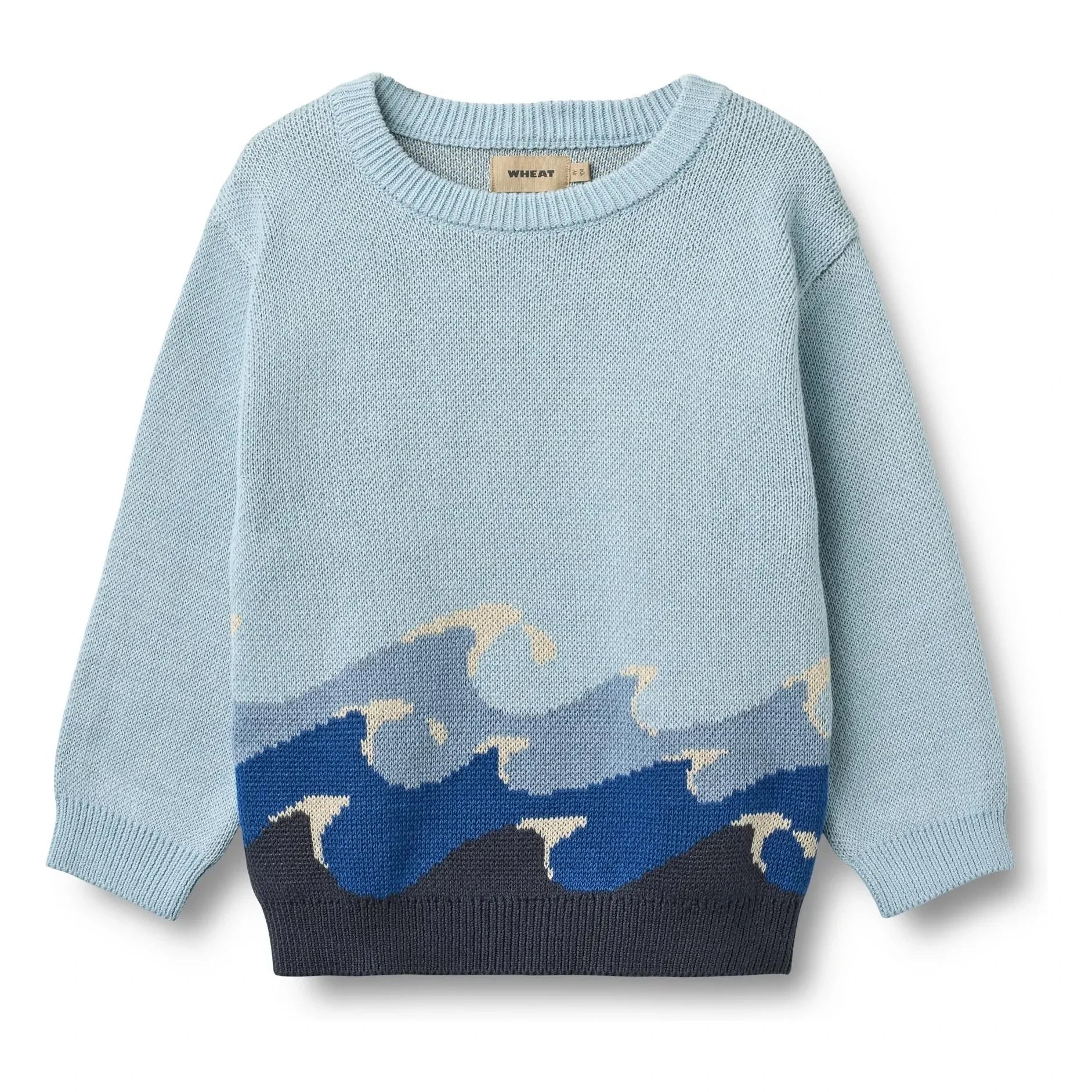 Wheat - Knud Vagues Bio-Baumwoll-Jacquardpullover | Hellblau