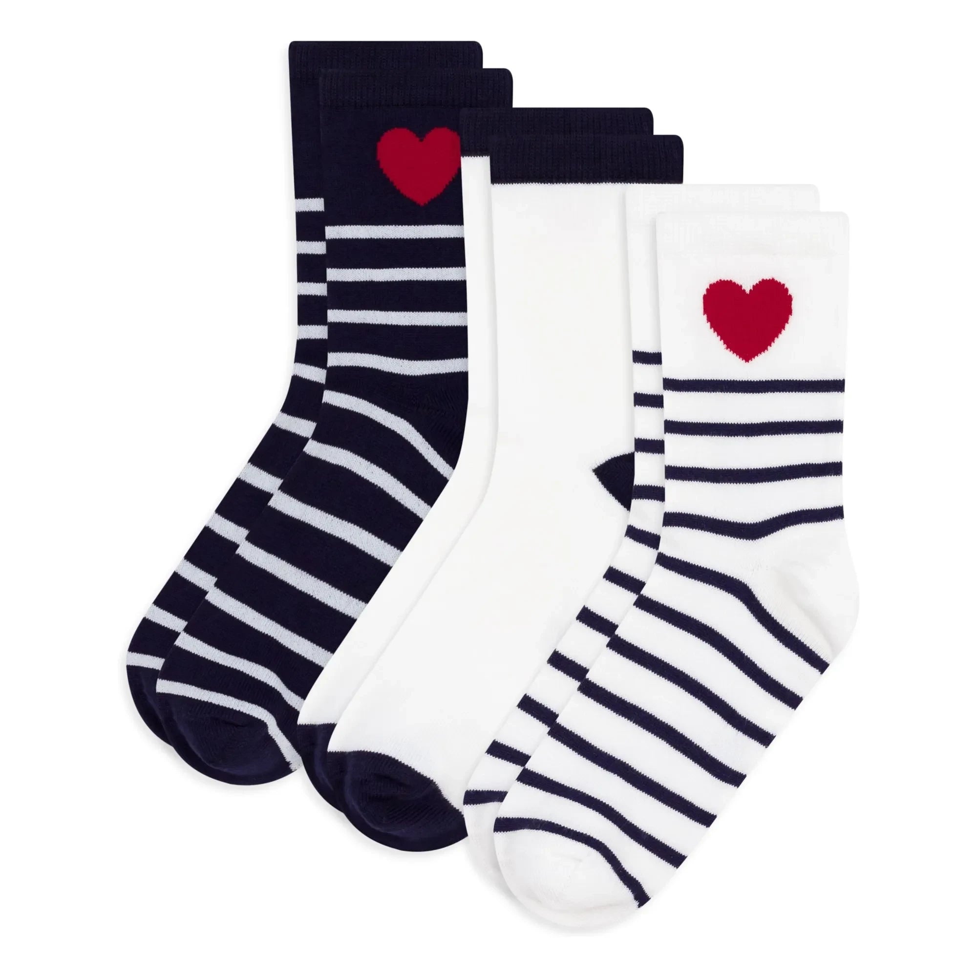 Petit Bateau - 3er-Set Gestreifte Socken | Weiß