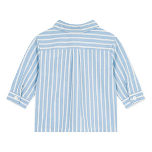 Petit Bateau - Organic Cotton Poplin Logo Striped Shirt | Blue
