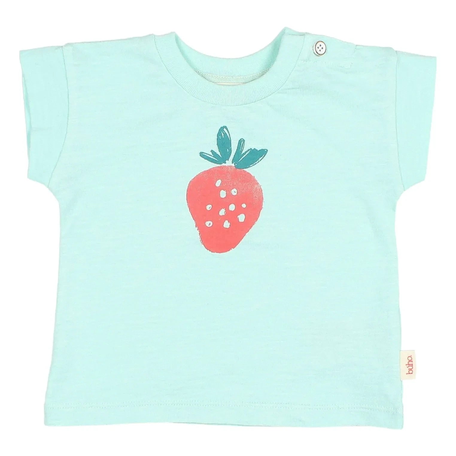 Búho - Erdbeer-Baby-T-Shirt aus Bio-Baumwolle | Aqua