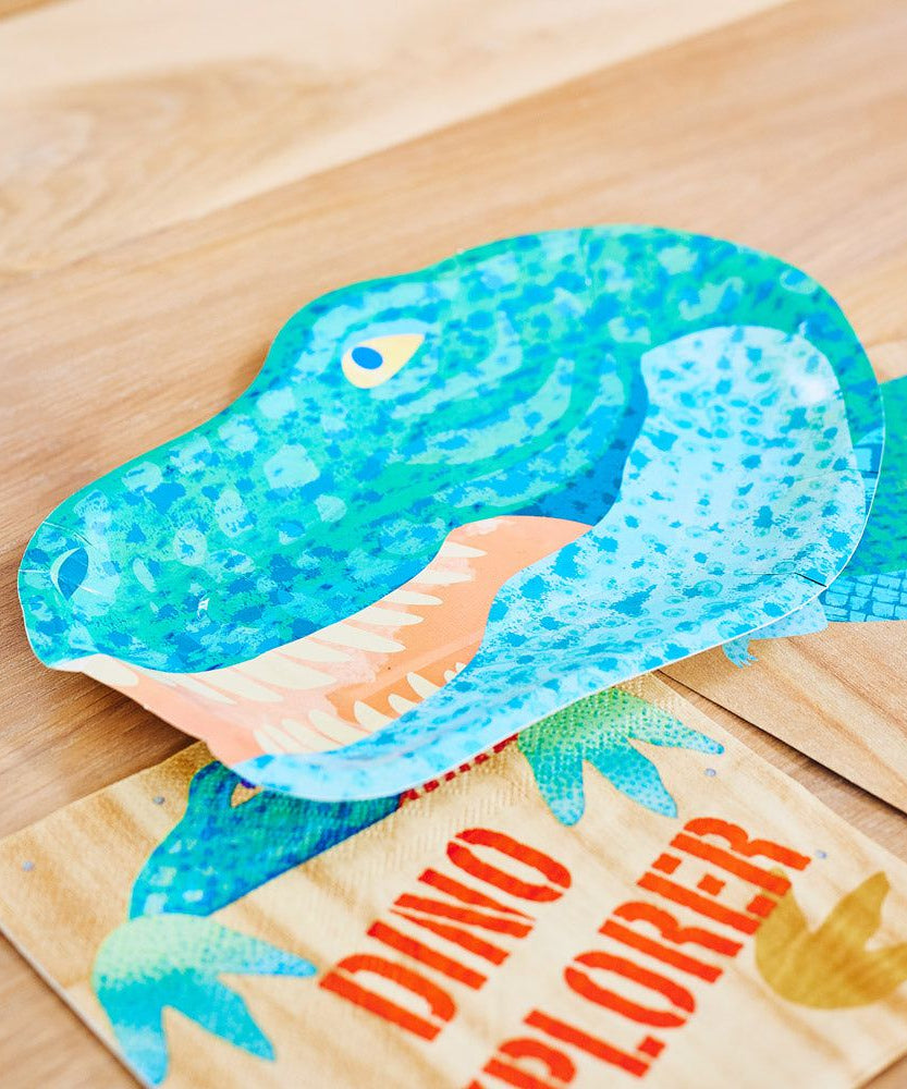 Party Pieces - Kaşif Dino 8'li Parti Karton Tabağı-Dinossi