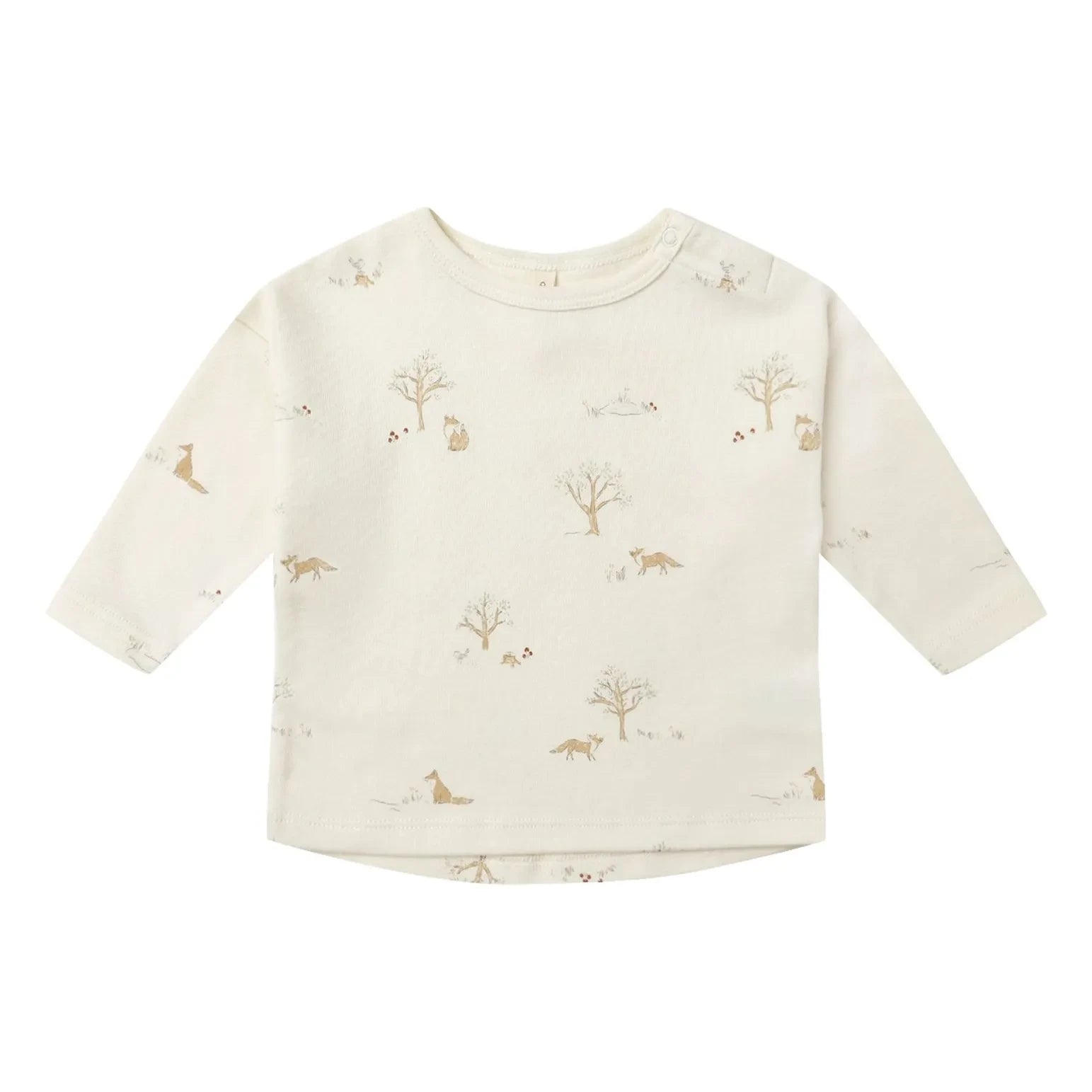 Quincy Mae - T-Shirt aus Bio-Baumwolle mit Fuchs-Print | Elfenbein