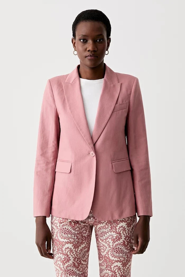 Weekend Max Mara kadın tek düğmeli keten karışımlı ceket ORCHE