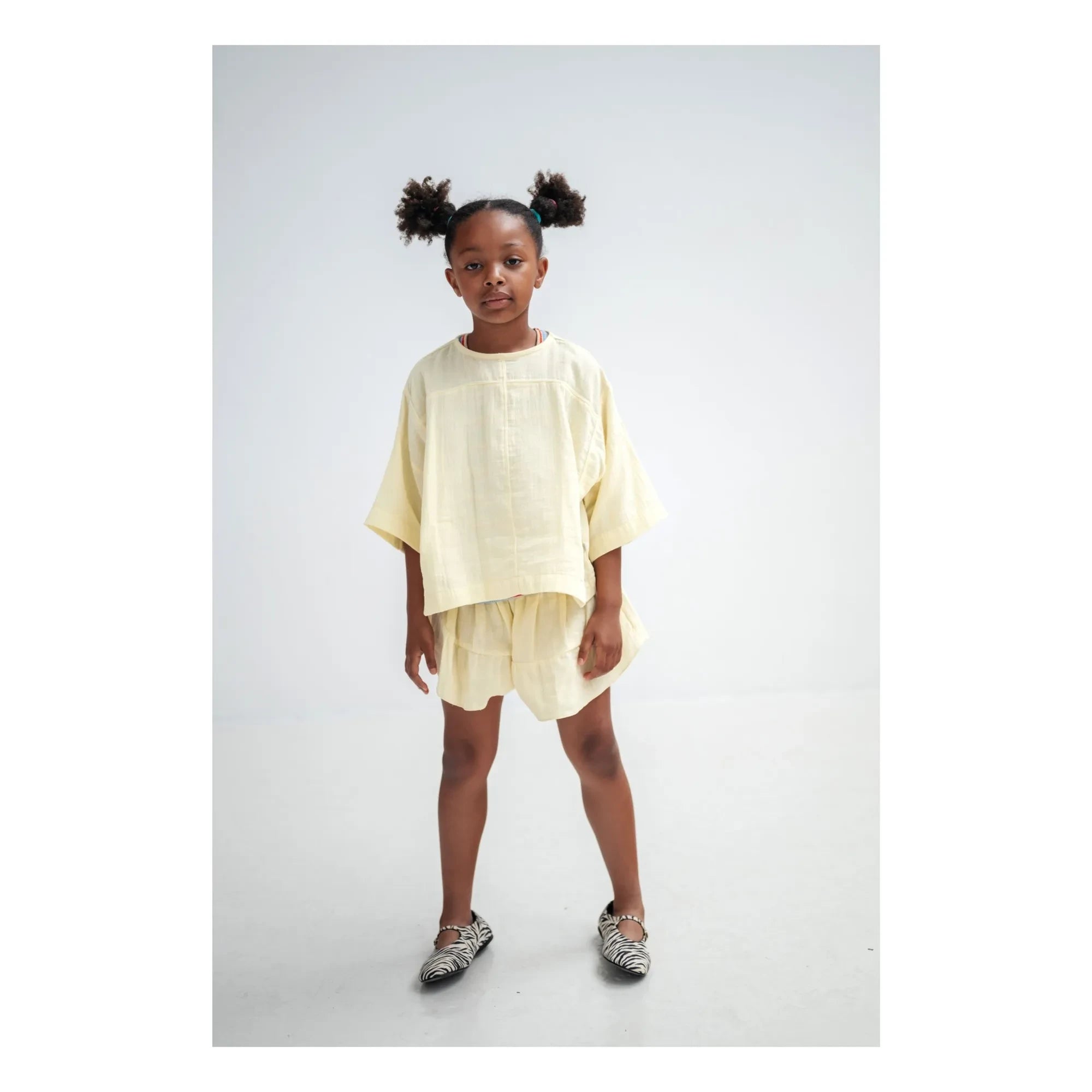 Repose AMS - Button-Back Organic Cotton Blouse | Pale Yellow