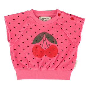 Piupiuchick - Kiraz organik pamuk havlu kolsuz sweatshirt | Fuşya