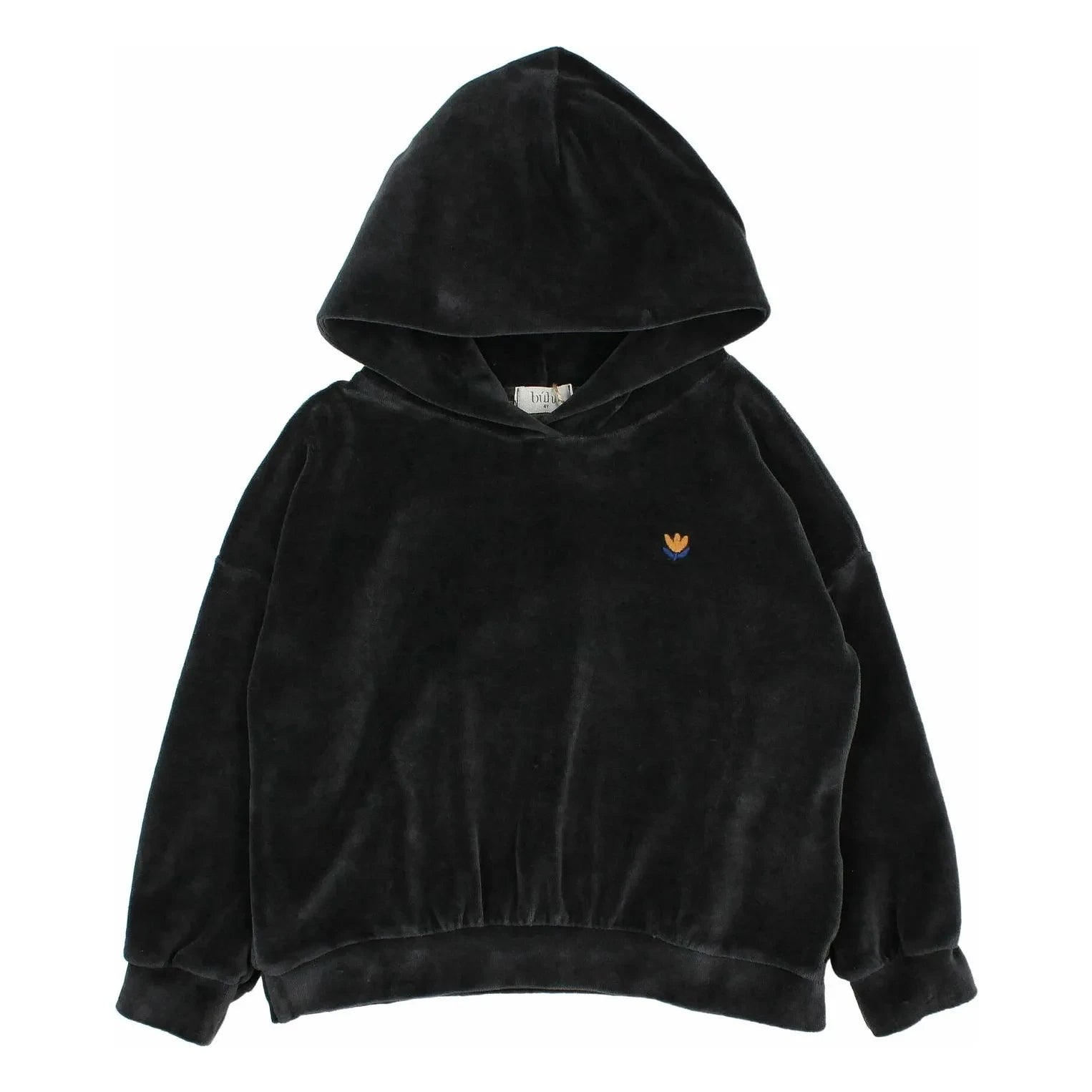 Búho - Kadife organik pamuklu kapüşonlu sweatshirt | Kömür grisi