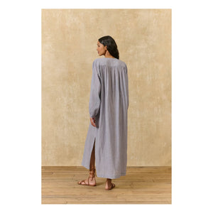 Louise Misha - Flavie Striped Organic Cotton Dress | Blue