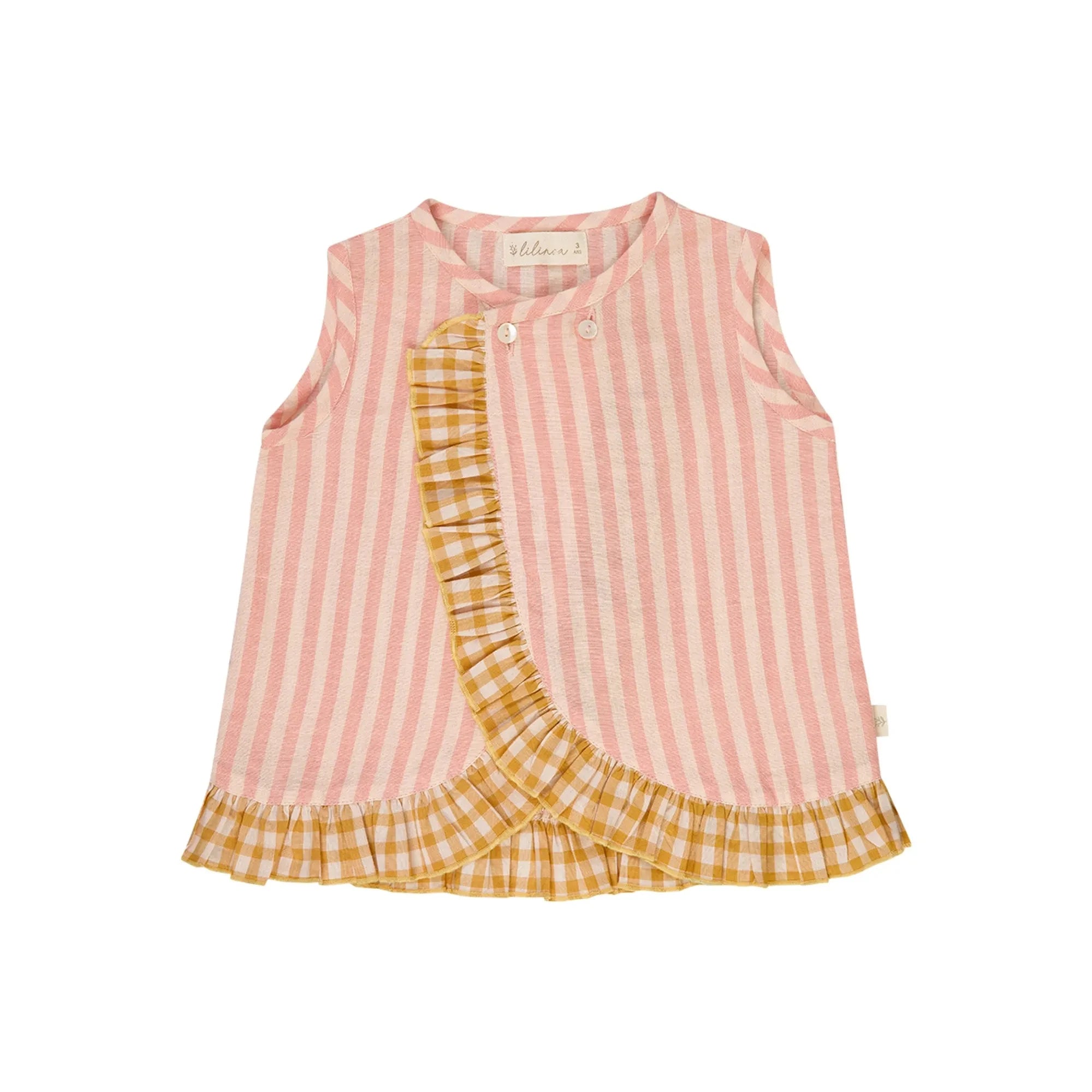 Lilinoa - Striped cotton voile double-breasted top | Powder Pink