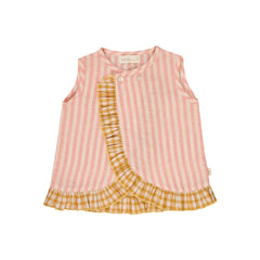 Lilinoa - Gestreiftes Wickeloberteil aus Baumwollvoile | Rosa
