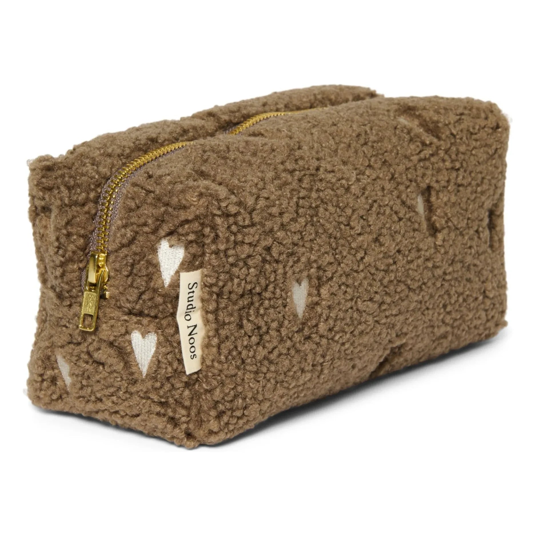 Studio Noos - Heart Patterned Cosmetic Bag | Brown