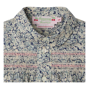 Bonpoint - Claudine Yaka Laurencia Fleurie Bio-Baumwollbluse | Preußisch Blau