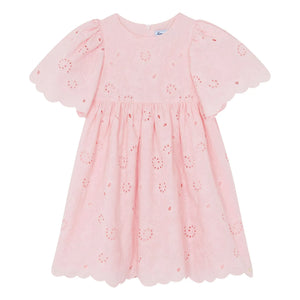 Tartine et Chocolat - Embroidered Flower Balloon Sleeve Dress | Powder Pink