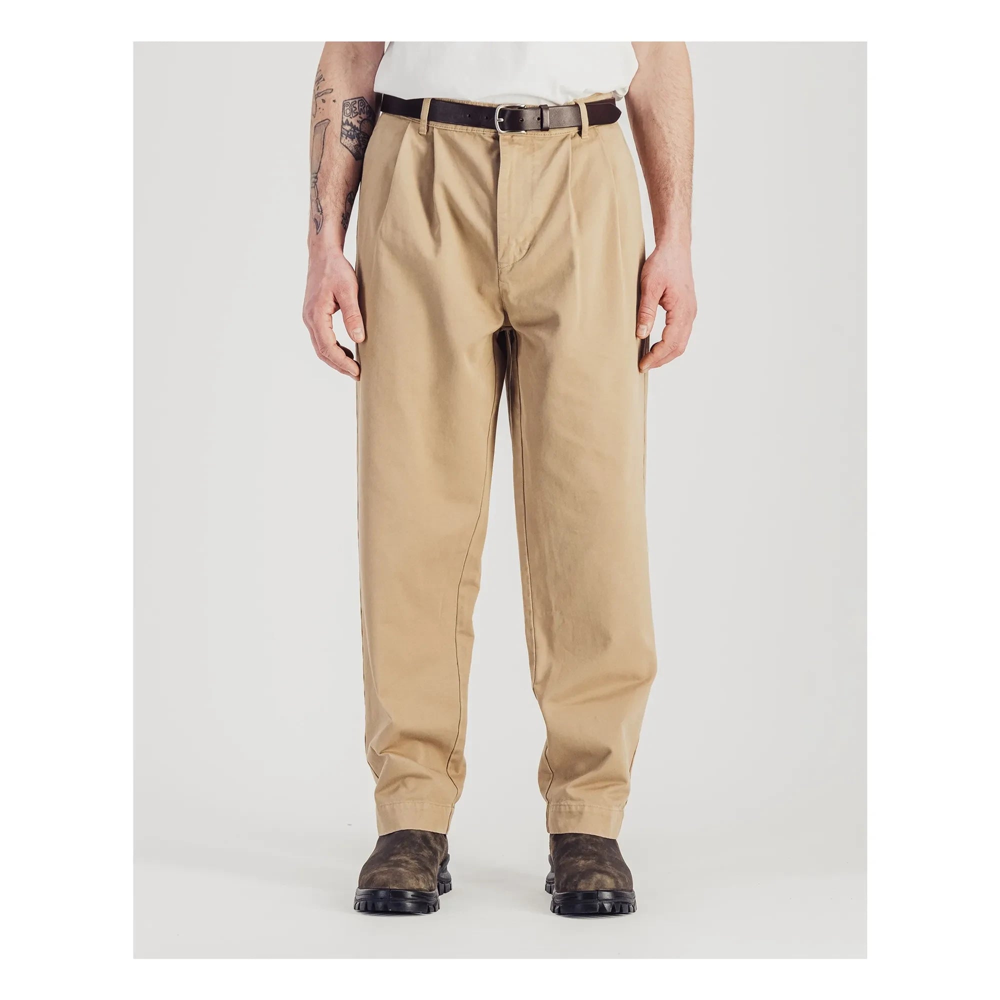 Parages - Hose mit doppelter Bundfalte aus Twill | Beige