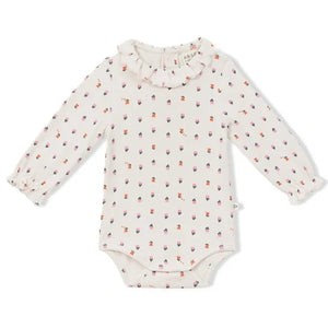 Arsène et Les Pipelettes - Organic Cotton Ribbed Floral Bodysuit | Pink