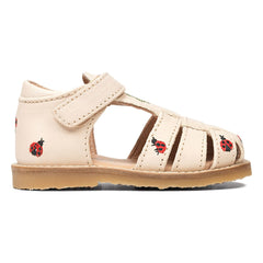 Petit Nord - Uğur böceği işlemeli sandaletler - Uniqua Collection | Krem