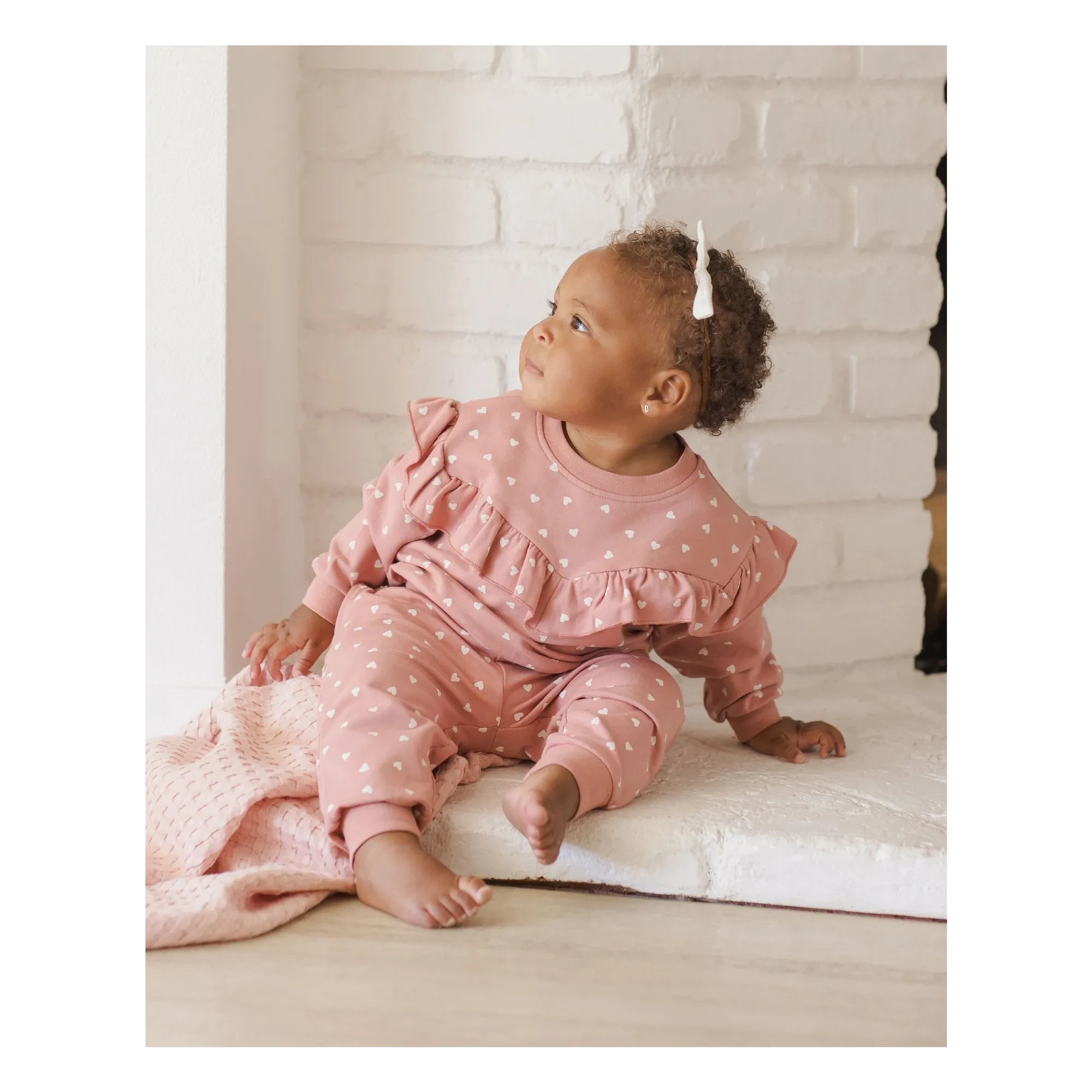 Quincy Mae - Volanlı sweatshirt | Toz Pembe