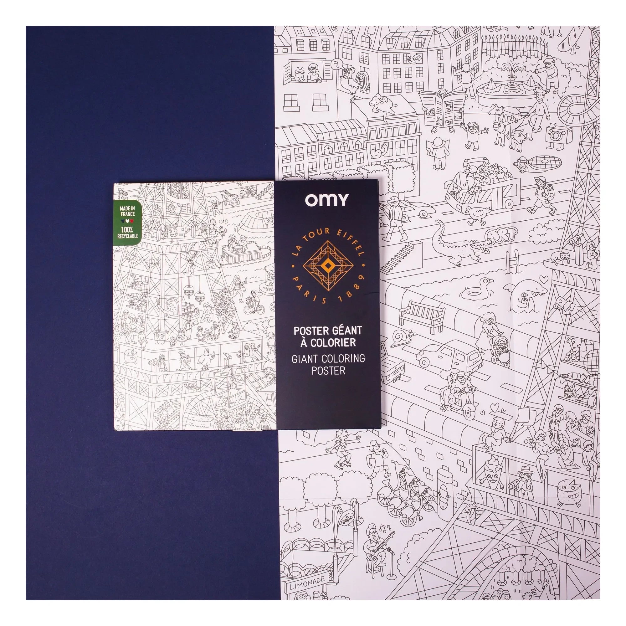 Omy - Large Eiffel Tower Poster | Navy Blue