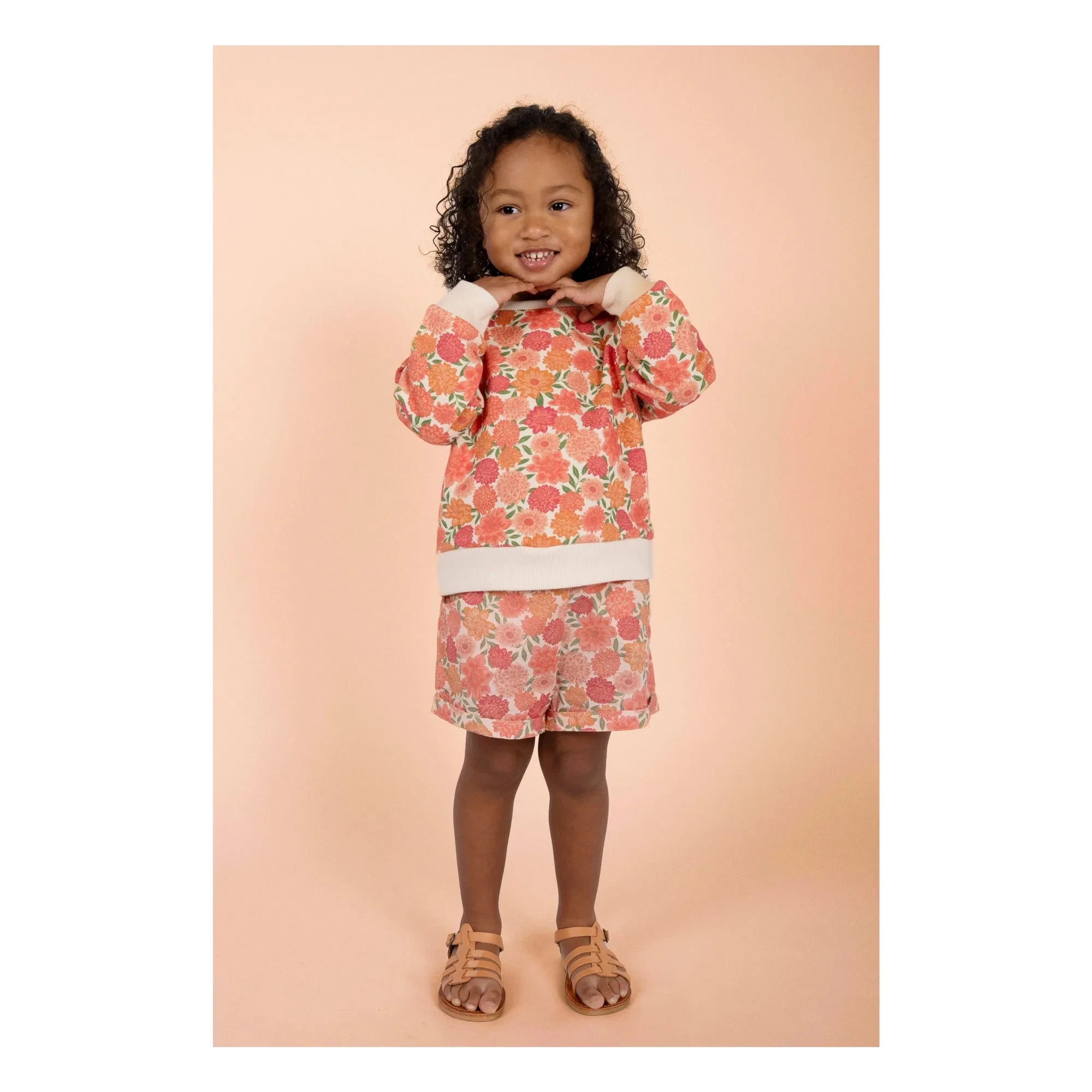 Loir - Camille Shorts Made from Organic Cotton with Floral Pattern | Coral