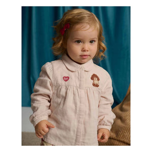 Gingersnaps - Beyaz İşlemeli Bluz | Pembe Açık