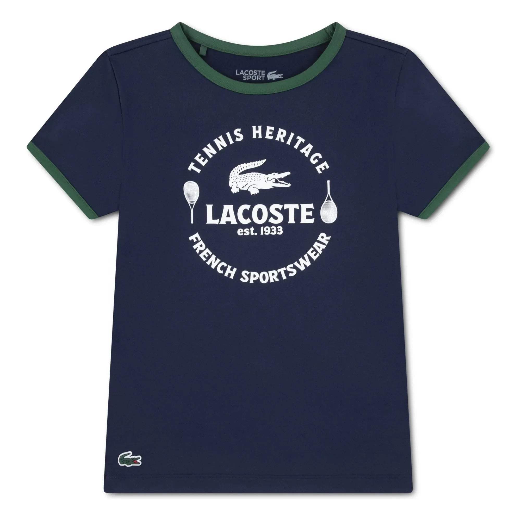 Lacoste - Kontrast yakalı, geri dönüştürülmüş lifli spor tişört | Lacivert