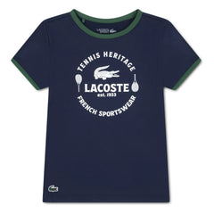 Lacoste - Contrast Collar Recycled Fiber Sports T-Shirt | Navy Blue