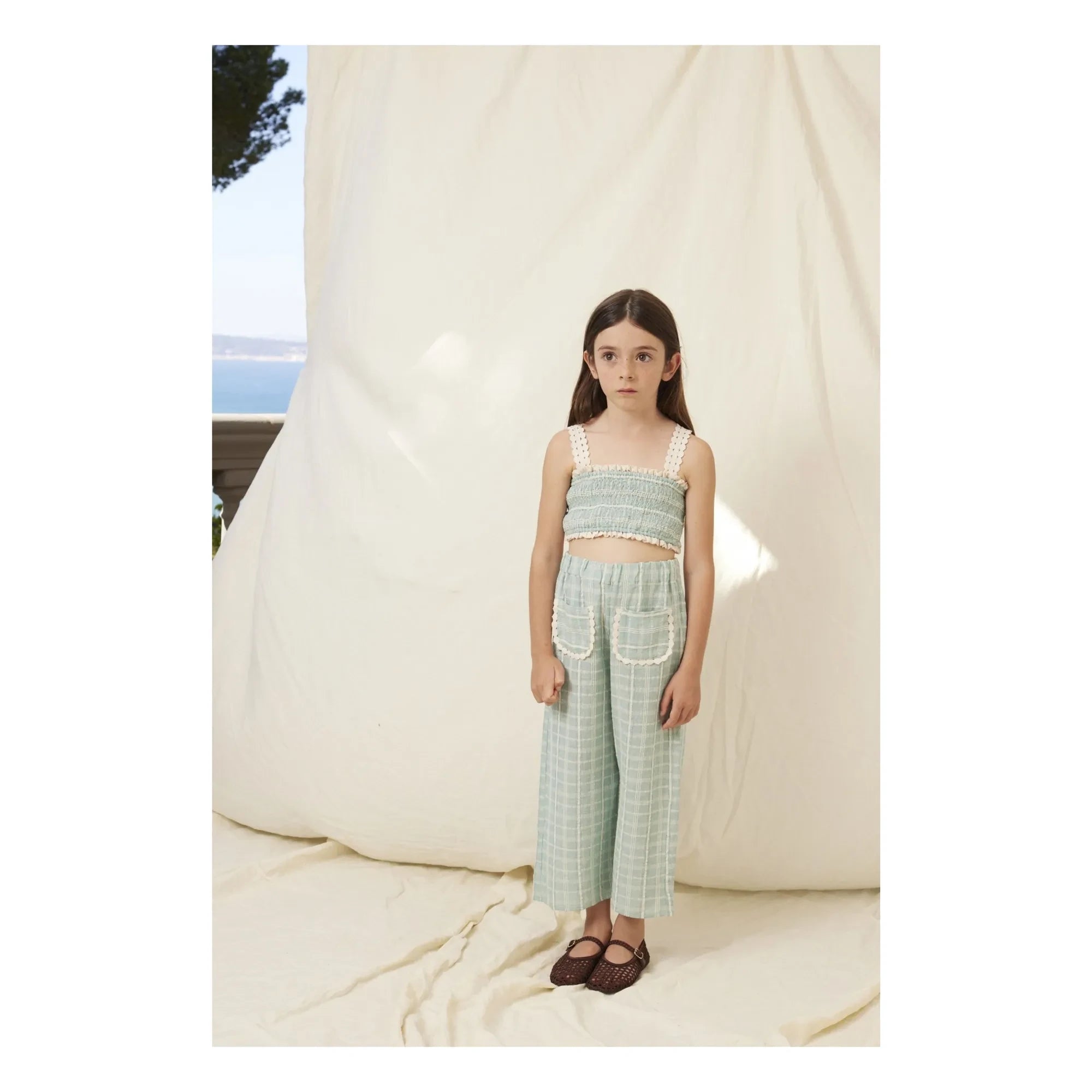 Bebe Organic - Mia Carreaux Cepli Taraklı Pantolon | Mavi Yeşil