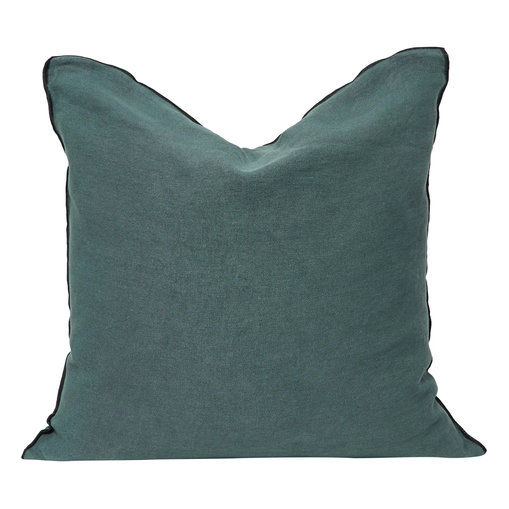 Maison de Vacances - Vice Versa Kissen aus Stonewashed Leinen, schwarzer Streifen | Tinte