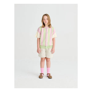 True Artist - Striped Organic Cotton Sleeveless Vest | Light Pink
