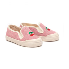 Pèpè - Pembe Tişütler Üzerine Kiraz Nakışlı Slip-On