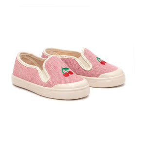 Pèpè - Pembe Tişütler Üzerine Kiraz Nakışlı Slip-On