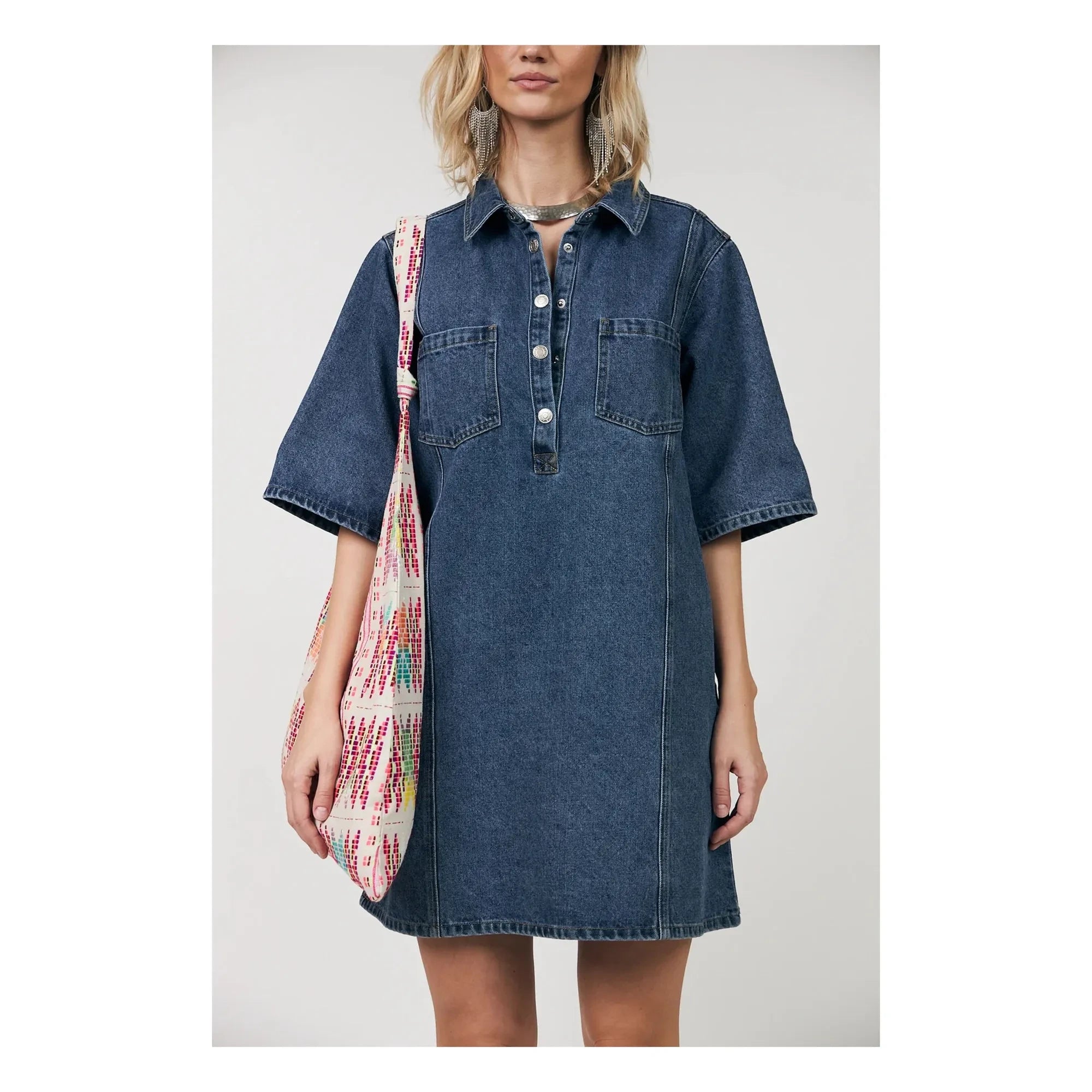 Lollys Laundry - Mola Pamuk Elbise | Denim mavi