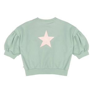 Jenest - Balon Etoile organik pamuk sweatshirt | Badem yeşili