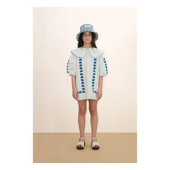 Tinycottons - Kleid mit Blumen-Oversize-Kragen | Blau