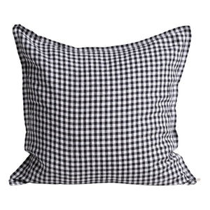 Gabrielle Paris - Gingham Washed Linen Pillowcase | Black