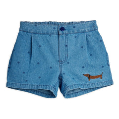 Mini Rodini - Organik Pamuklu Puantiyeli Denim Şort | Mavi
