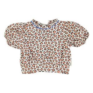 Piupiuchick - Organik Pamuk Leopar Crop Bluz | Ekru